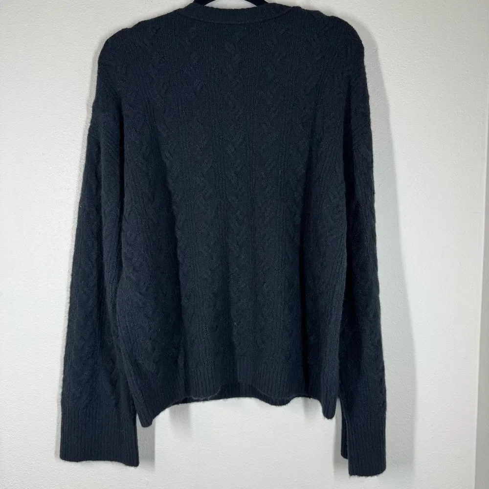 J. Crew Cable Knit Sweater Buttons Supersoft Yarn Alpaca Wool Blend XL CE735